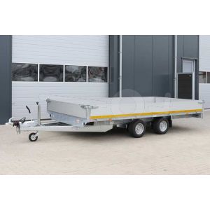 Eduard plateauwagen tandemas met 30cm borden. Afmeting 406x200cm, laadvloerhoogte 56cm, bruto laadvermogen 3000kg.