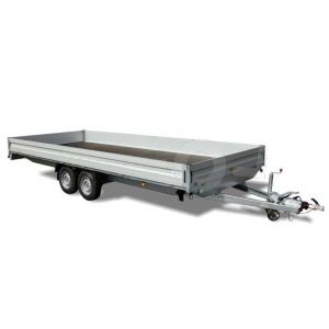 Humbaur plateauwagen HT 305225 GR,  522x247cm, bruto 3000kg (2150 netto), laadvloerhoogte 79cm, 35cm aluminium borden, banden 14", tandemas geremd