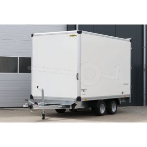 Humbaur gesloten plateau aanhangwagen HKN 254221-20PF30 afmeting 418x203x188 cm bruto laadvermogen 3000 kg met 10 inch wielen