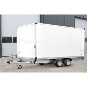 Humbaur HKN 306221-20PF30 gesloten aanhangwagen 618x203x188cm 3000kg laadvloerhoogte 62cm tandemasser met wielen onder de bak