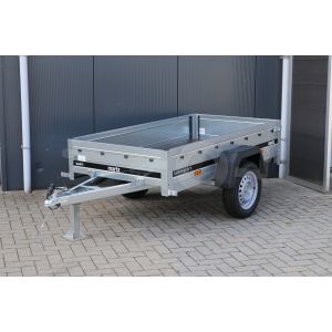 Martz aanhangwagen Basic 200, 201x106, bruto 750kg(637 netto), stalen borden 30cm, banden 13", enkelas ongeremd.